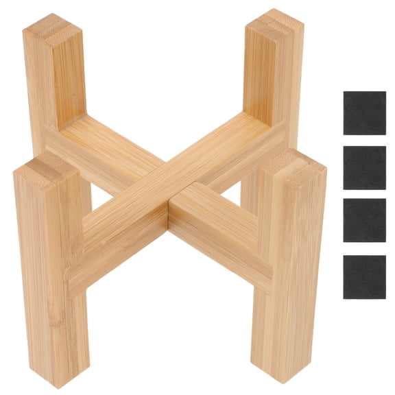 FOLOYORI Cross-shaped Plant Pot Base Indoor Flower Stand Wood Material