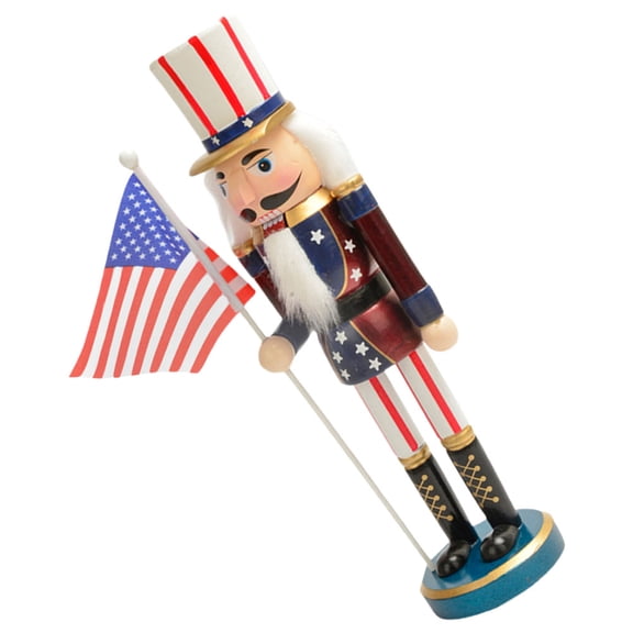 OUNONA Wooden Nutcracker Soldier for Christmas Independence Day Wood Nutcracker Figurine for Tabletop Shelf and Fireplace Display