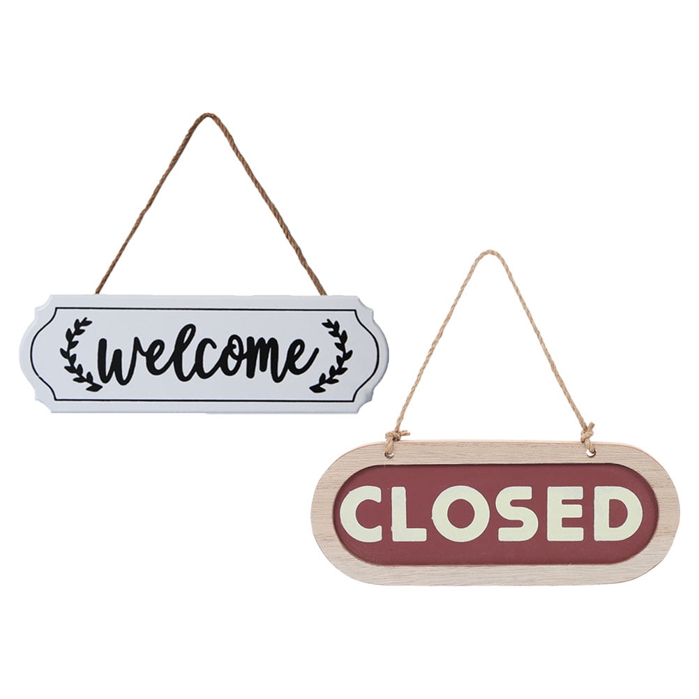 OUNONA Wooden Open Closed Sign 2pcs Rustic Open And Closed Sign Hanging ...