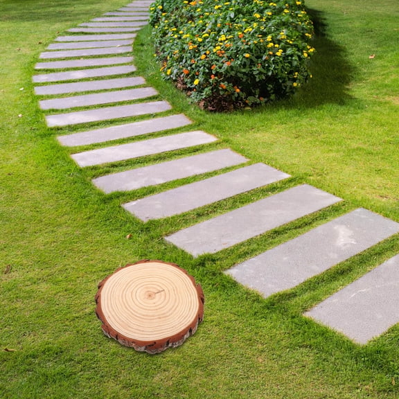 OUNONA Wooden Outdoor Stepping Stones Beige Garden Path Walkway Natural Weather Resistant
