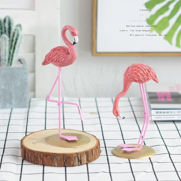 OUNONA Wooden Flamingo Figurine Standing Decoration for Home, Office, Desk, Shelf, and Indoor Art Display