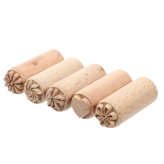 OUNONA Wooden Seal Stamp Set for Clay Modeling and Crafting Tools, Kids and Childrens Art Supplies
