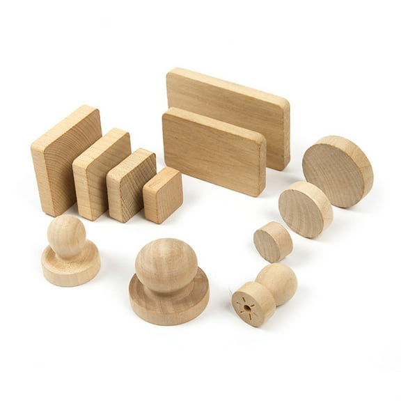 OUNONA Wooden Stamps Base for DIY Use High Quality and for Craft Projects 4x4x1.2cm