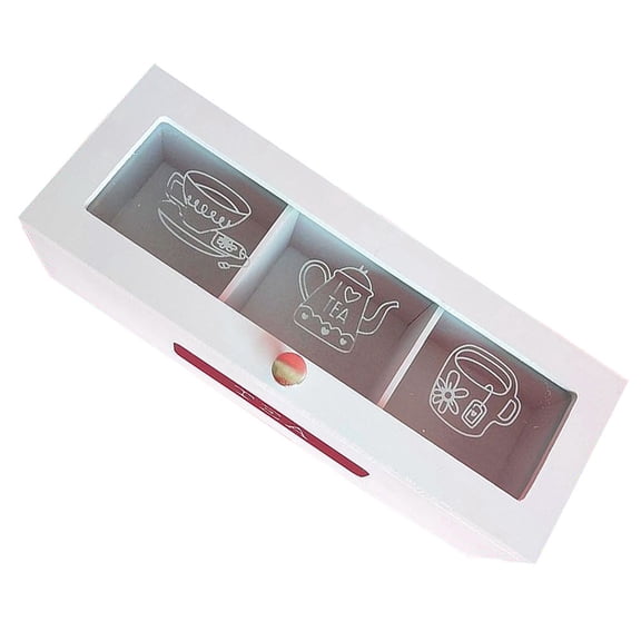 OUNONA Wooden Tea Box with Clear Lid, White Tea Bag and Coffee Storage Organizer, Stylish and Kitchen Container