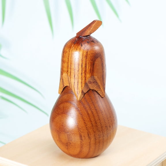 OUNONA Wooden Toothpick Holder for Home and Restaurant Brown Color Easy to Carry Eggplant Shape 3.5 Inches