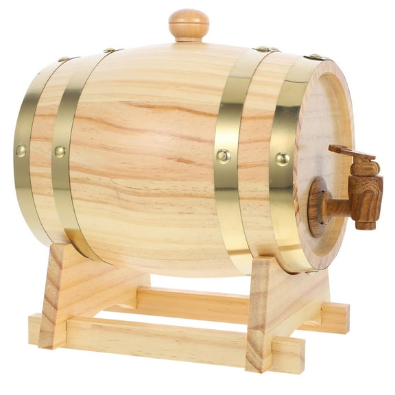 OUNONA Wooden Wine Barrel Dispenser for Storage Use Light Yellow Color Perfect for Outdoor Gatherings and Picnics 1.5L