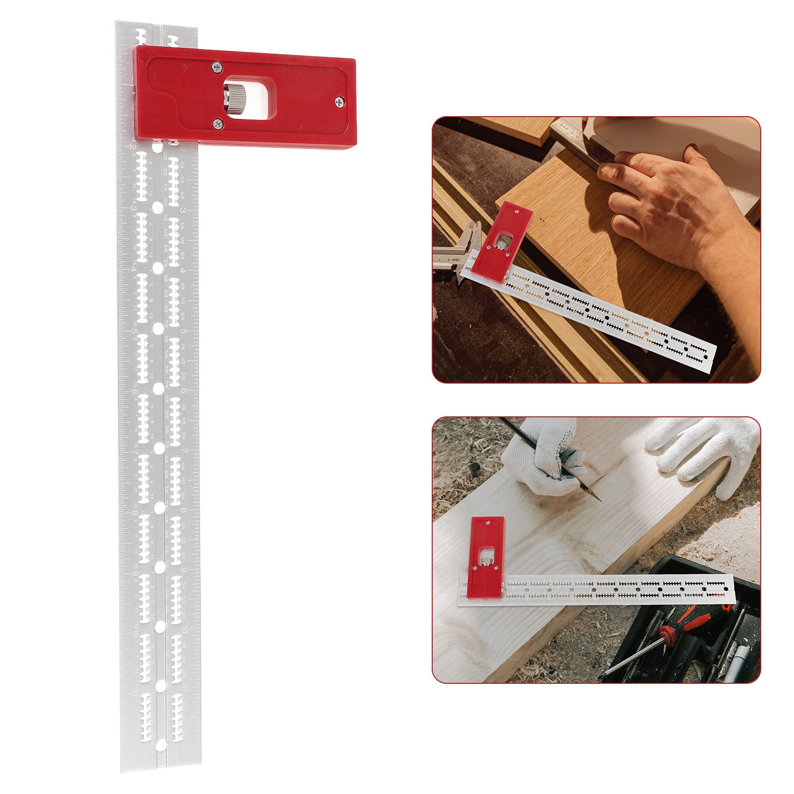 Door Blocker Ruler OUNONA Woodwork Edge Ruler Door Hole Drilling Template Measuring ...