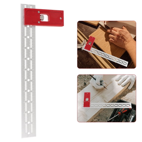 OUNONA  Woodwork Edge Ruler Door Hole Drilling Template Measuring