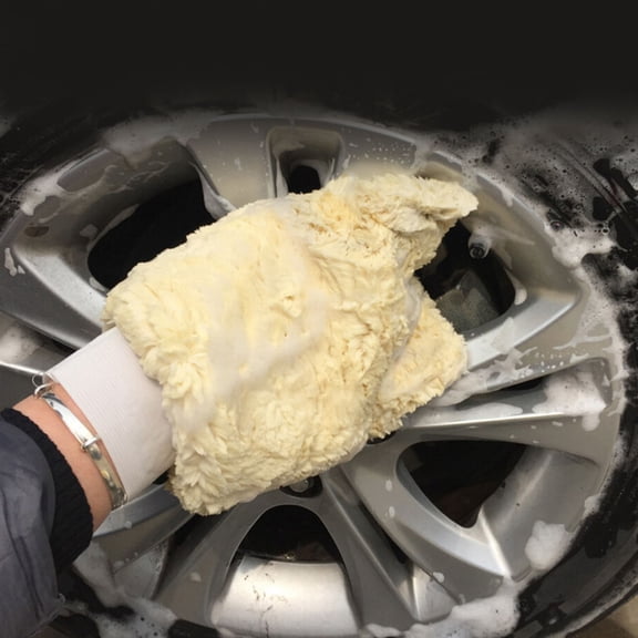 OUNONA Wool Car Wash Mitt with High Density Fiber for Quick Dust Absorption and Thorough Vehicle Cleaning