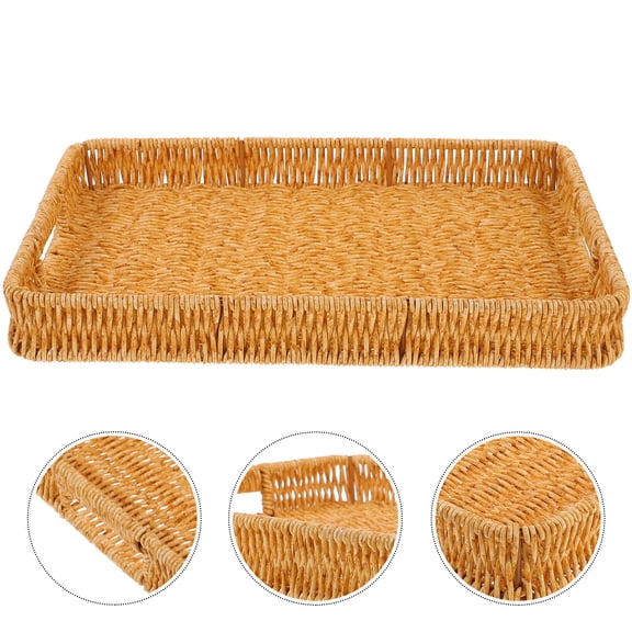OUNONA Woven Basket Breakfast Drinks Storage Basket Woven Fruit Basket Home Snack Basket
