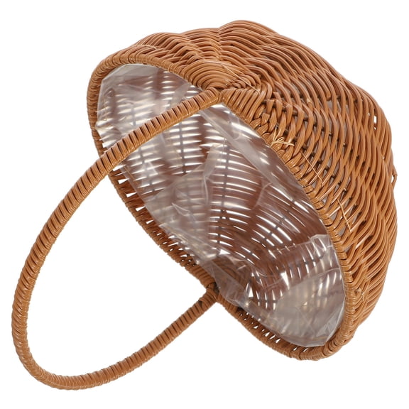 OUNONA Woven Basket with Liner Baby Weaving Baskets Shopping 29.00X28.50X24.00CM