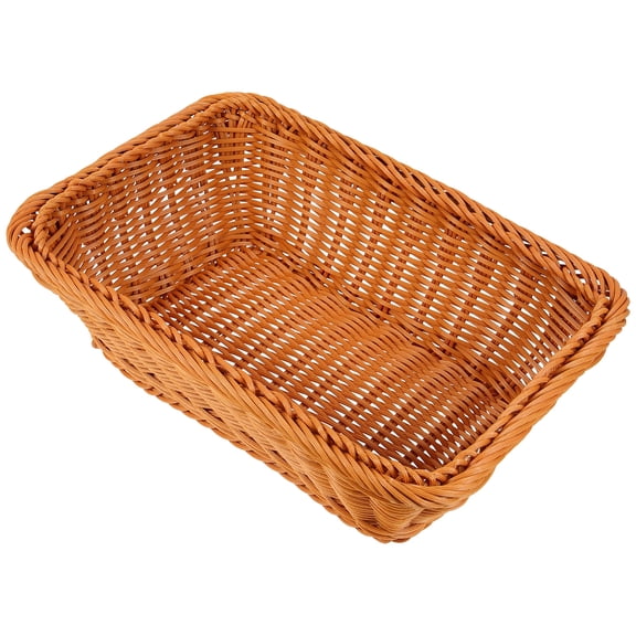 OUNONA Woven Bread Basket Tabletop Fruit Basket Sundries Storage Basket Plastic Woven Basket