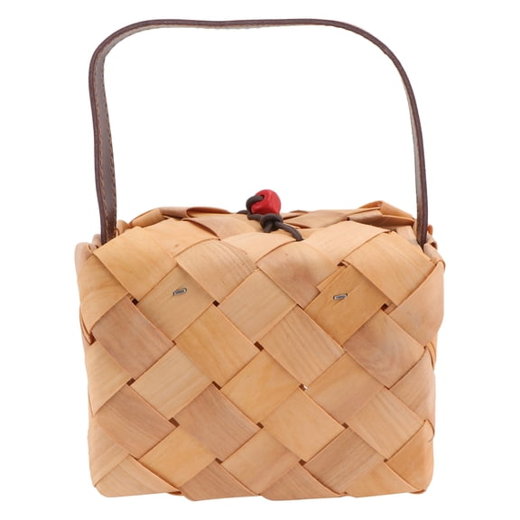 OUNONA  Woven Storage Basket Laundry with Lid Baskets Mini Wicker Khaki