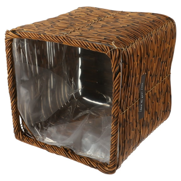 OUNONA Woven Storage Basket Wicker Basket Creative Flower Pot 22x22x22cm Coffee