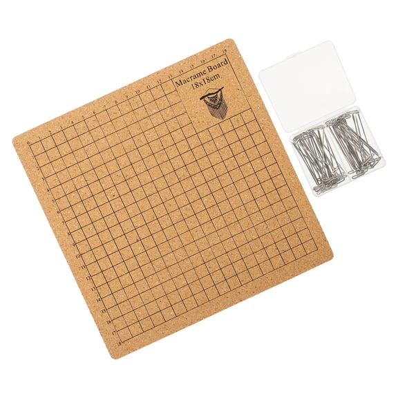 OUNONA Macrame Board for Woven Craft Perfect for Beginners with Cork Material and Stainless Steel Pins Brown 1 Set