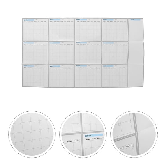 OUNONA Large Writable Blank Undated Yearly Wall Calendar with Reusable Dry Erase Board for Home and Office Organization