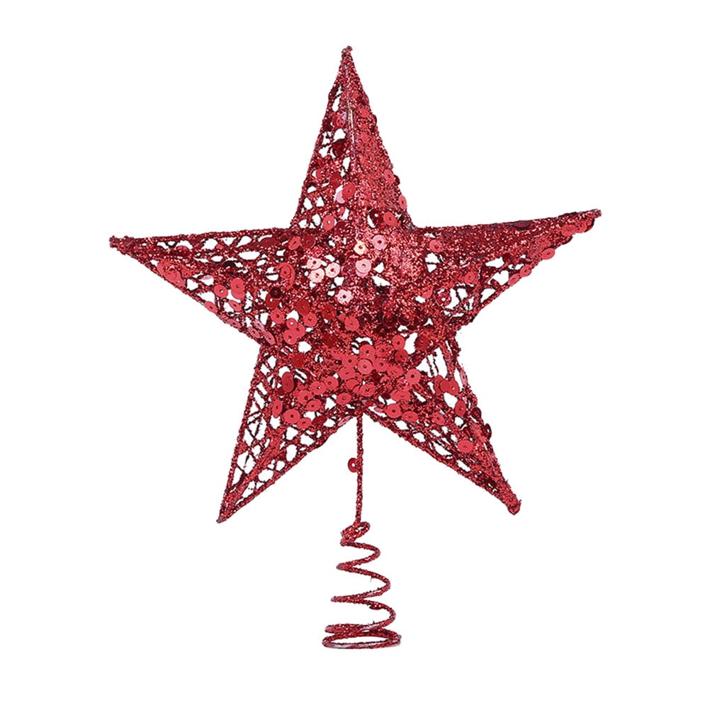 OUNONA Wrought Iron Christmas Tree Star Topper Glittering Treetop Star