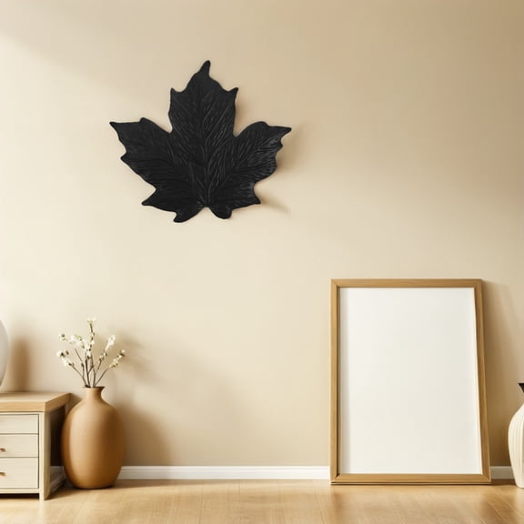 OUNONA Black Wrought Iron Wall Art Featuring Maple Leaf Metal Sculpture for Rustic Home Decor