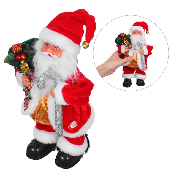 OUNONA Electric Santa Doll with Musical Features for Xmas Party Family Gatherings Holiday Decoration 1 Piece