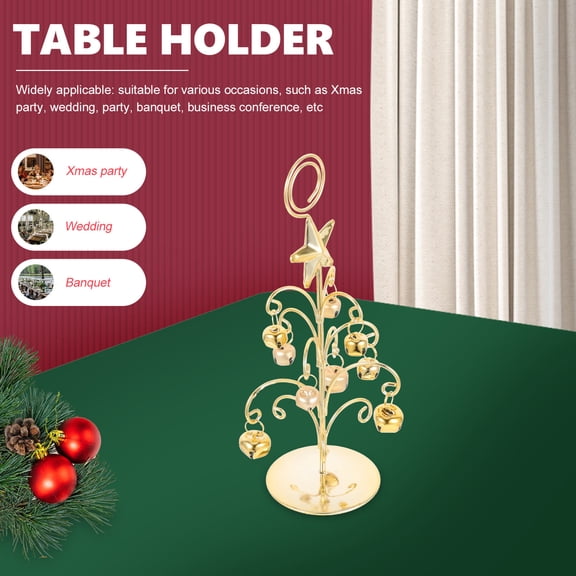OUNONA Xmas Tree Table Card Holder Clip in Golden Color for Place Cards Memo Notes and Photo Display