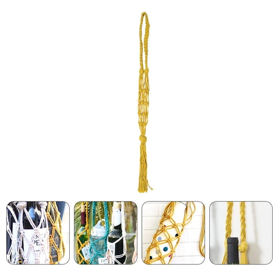 OUNONA Yellow Cotton Wine Bottle Carrier with Handle for Storage and Portable Use Fits Most Bottles