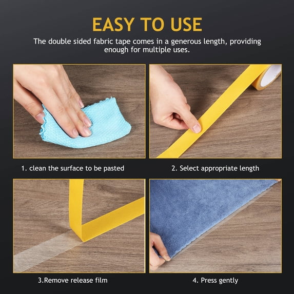 OUNONA Yellow Double-Sided Mesh Fabric Tape with Adhesive and Grid Design for Home, Crafting, and Repair Projects