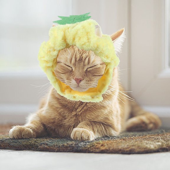 OUNONA Pet Hat Yellow Plush Pineapple for Cats and Small Dogs Parties