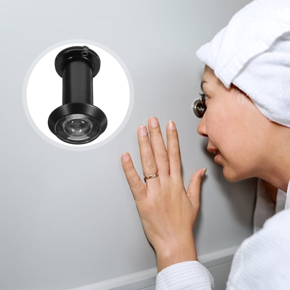 OUNONA Zinc Alloy Door Viewer with Privacy Cover for Home Use Black 220degree Wide Angle