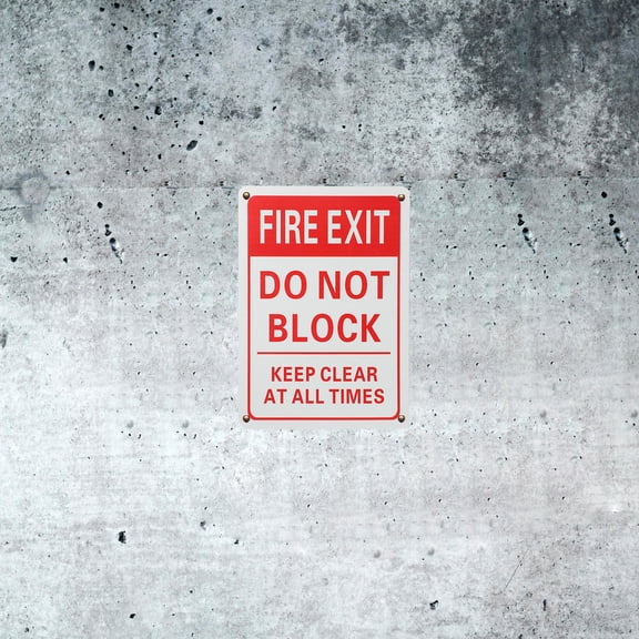 OUNONA Emergency Fire Exit Sign Red Aluminium Alloy Door Safety Warning Sign 1 Set for Clear No Block Access