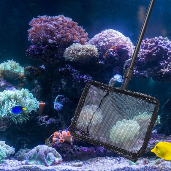 OUNONA fish nets for fish tank Landing Net ABS Black 1Set