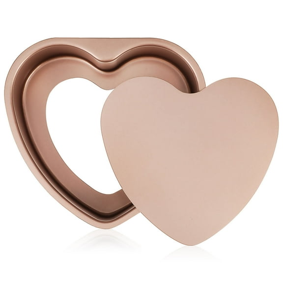 OUNONA heart cake tin Rose Gold Aluminum 1Pack for Baking Tool