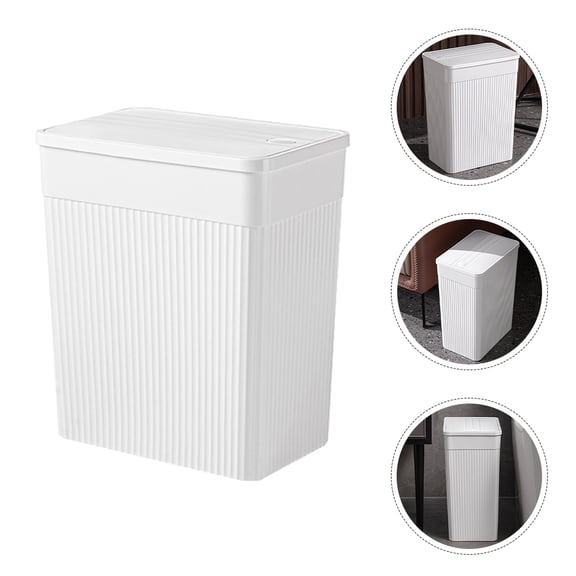 OUNONA kitchen trash can Press Type Trash Can White PP Waste Storage 1Set