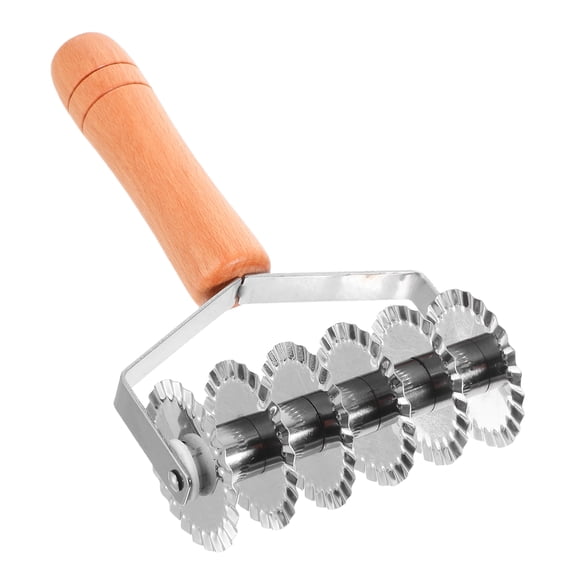 OUNONA Stainless Steel Lattice Dough Cutter Wood Handle Ergonomic Grip for Decor