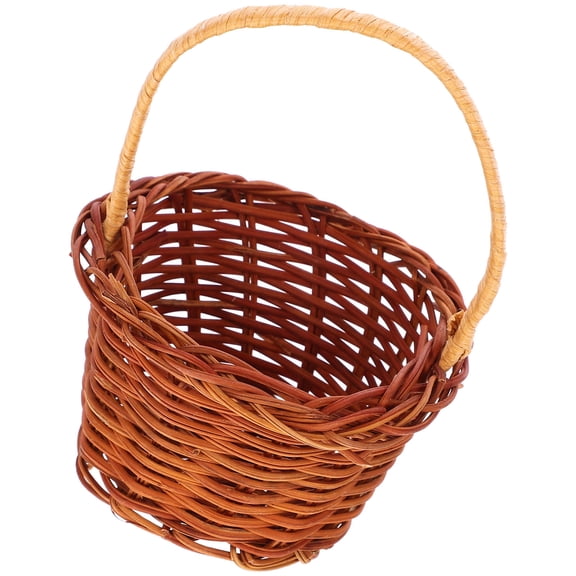 OUNONA Small Woven Basket in Light Brown Multipurpose for Home Decor