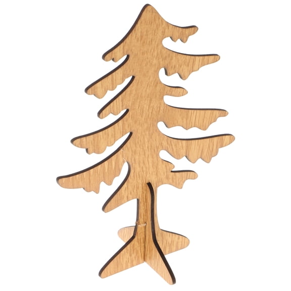 OUNONA Wooden Christmas Tree with Chocolate Tabletop and Design, Festive Xmas Party Decoration