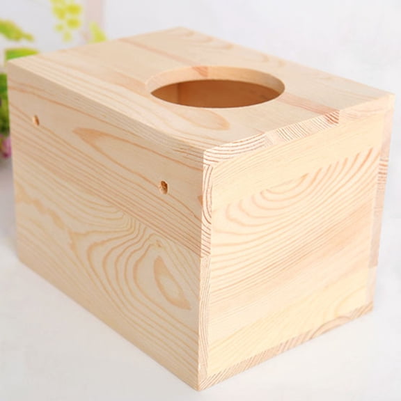 OUNONA Pet Nest for Hamster Cozy Hideout Natural Wood Bed for Chinchilla 1Pack