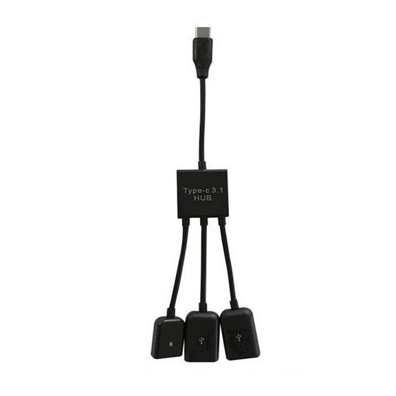OUNONA usb c adapter USB Type C Hub Black Plastic OTG Host Function for Business Trip 1Pcs