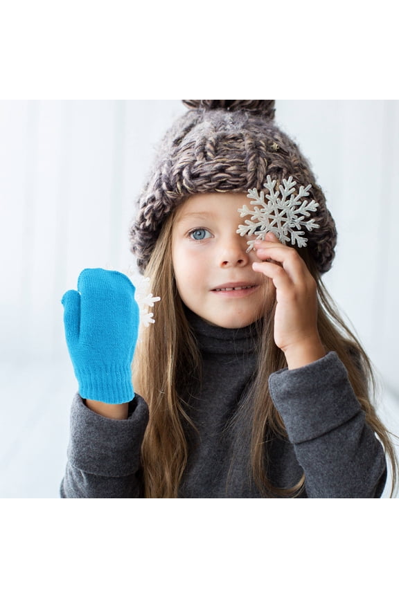 white kids gloves Toddler Winter Gloves Acrylic Fiber Sky-blue Warmth 1 Pair