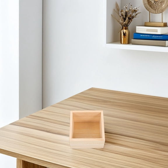 OUNONA 2Pcs Decorative Beige Wood Storage Boxes for Desktop Office Supplies and Craft Items