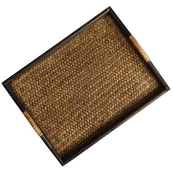 OUNONA Coffee Wood Tray Rectangular Tea Tray for Food Snack Serving and Storage