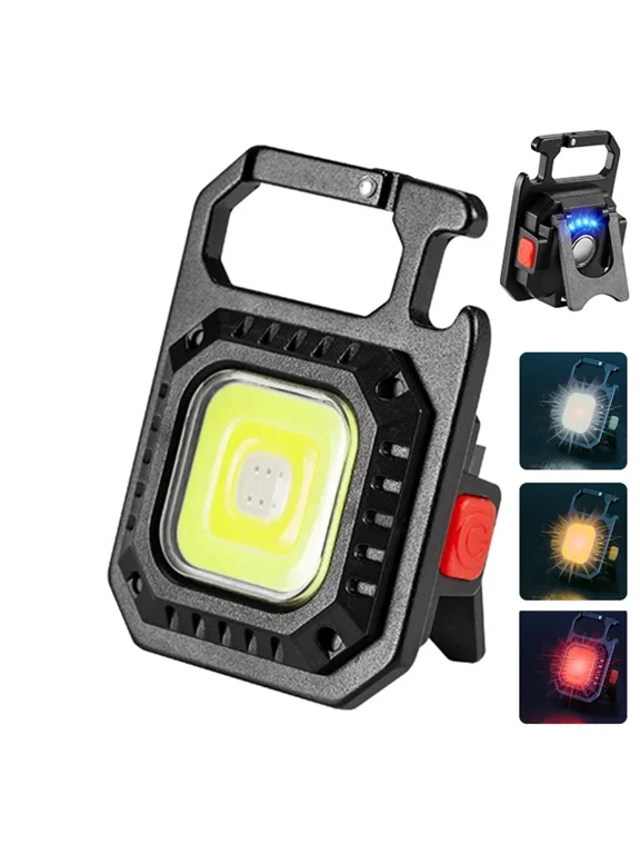 Mini Keychain Flashlight Rechargeable COB Magnetic Work Lights Portable Camping Torch Outdoor Emergency Lamp For Fishing Hiking