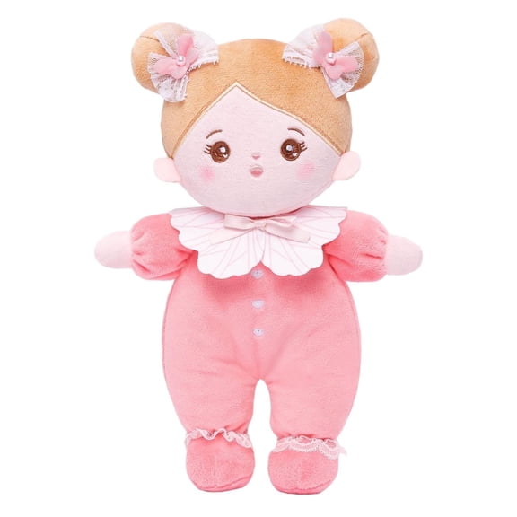 OUOZZZ 10" Soft Baby Doll, First Baby Doll for 1 Year Old Girls- Birthday Gift Baby Learning Toy Plush Rag Doll for Toddlers, Pink
