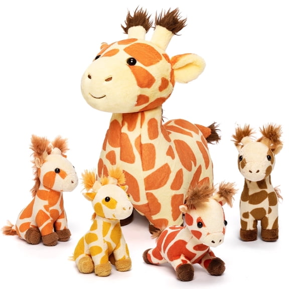 OUOZZZ 12.5" Giraffe Stuffed Animal with 4 Babies inside,5Pcs Giraffe Soft Plush Toy Gift for Kids