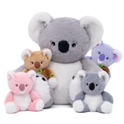 OUOZZZ 5Pcs Koala Stuffed Animal, 12" Koala Plush with 4 Babies inside, Koala Soft Plush Pillow Toys