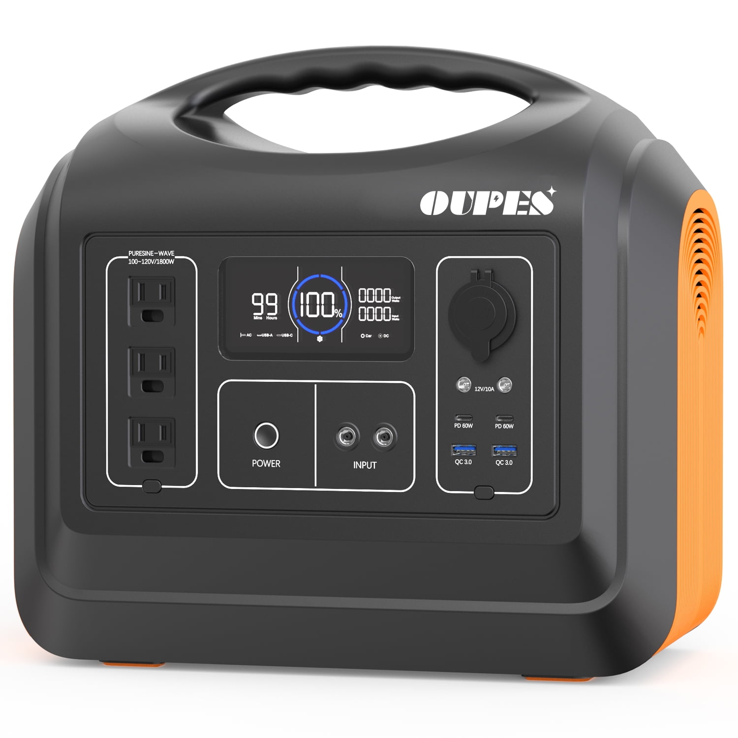 Solar Battery OUPES Portable Power Generator (4000W Use, LiFePO4 Peak), 4000+ 1800W Backup for Station, with Outlets Camping mAh) 3 AC (465000 Home Cycle 1488Wh