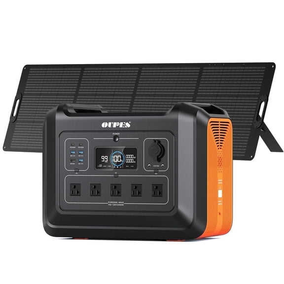OUPES 2400W 2232Wh Portable Power Station with 240W Solar Panel,Solar Generator for Outdoor Camping,Home Backup,Emergency,RVs