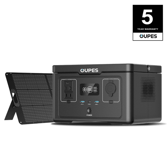 OUPES 600W 256Wh Portable Power Station Exodus 600 with 100W Solar Panel,Solar Generator for Outdoor Camping,Home Backup,Emergency,RVs