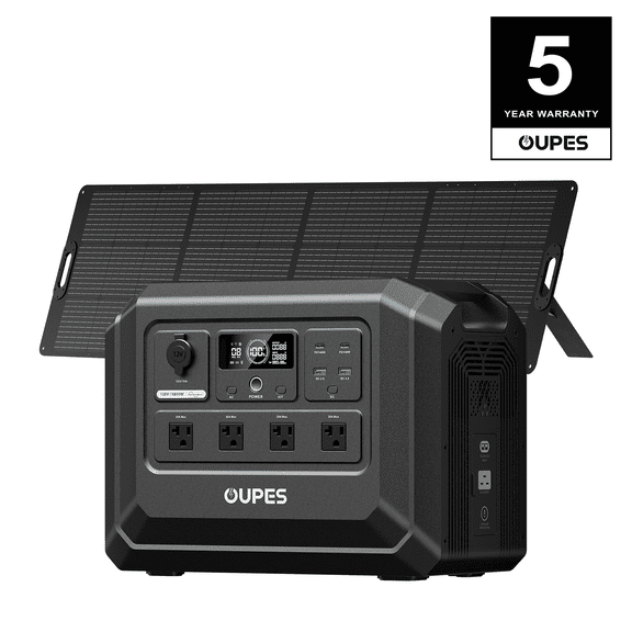 OUPES 1024Wh 1800w Mega 1 Lite Portable Power Station+240W Solar Panel, Solar Generator LiFePO4 Battery Backup (Surge 4500W)/140W USB-C, Full Charge in 46 Min, 20ms UPS, For Road Trip, Camping
