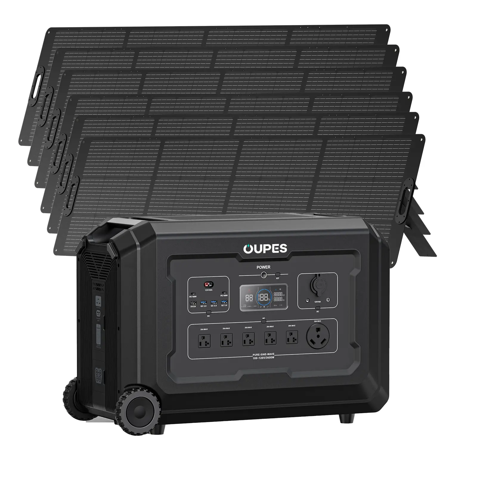 OUPES Mega 3 Portable Power Station 3600W, 3072Wh Solar Generator with 6x240W Solar Panels, Solar Battery Station Made for Emergency, Home Backup, Outdoor Camping RV/Van - image 1 of 7
