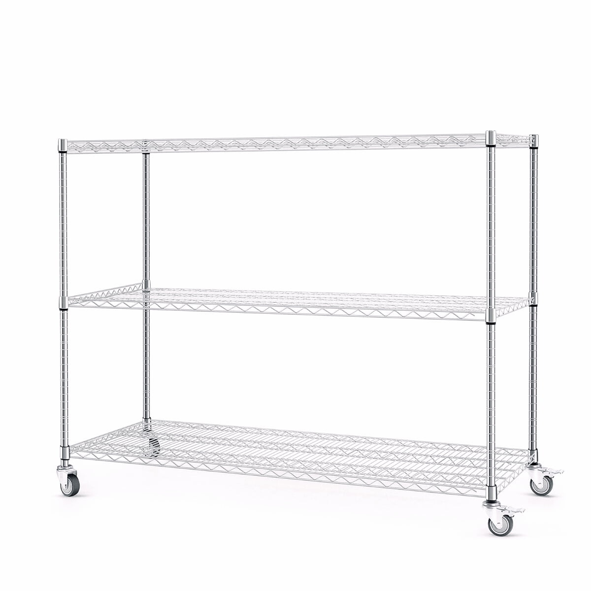 OUPES 3-Tier Storage Shelves Metal Wire Shelving Unit with Wheels, 1984LBS Weight Capacity Heavy Duty Adjustable Shelves for Garage Storage Rack Pantry Shelf Commercial Shelving, 51" H*35''W*24" D